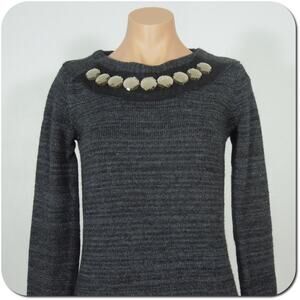 SIMPLY VERA VERA WANG Sweater XS Womens Gray Top Beads Embellished